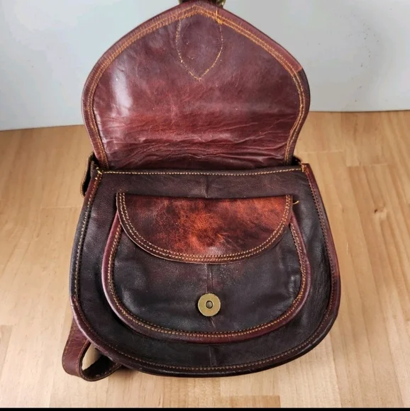 Vintage Messenger Bag Leather Brown Medium Lined Satchel Pockets Shoulder Strap - Picture 13 of 13